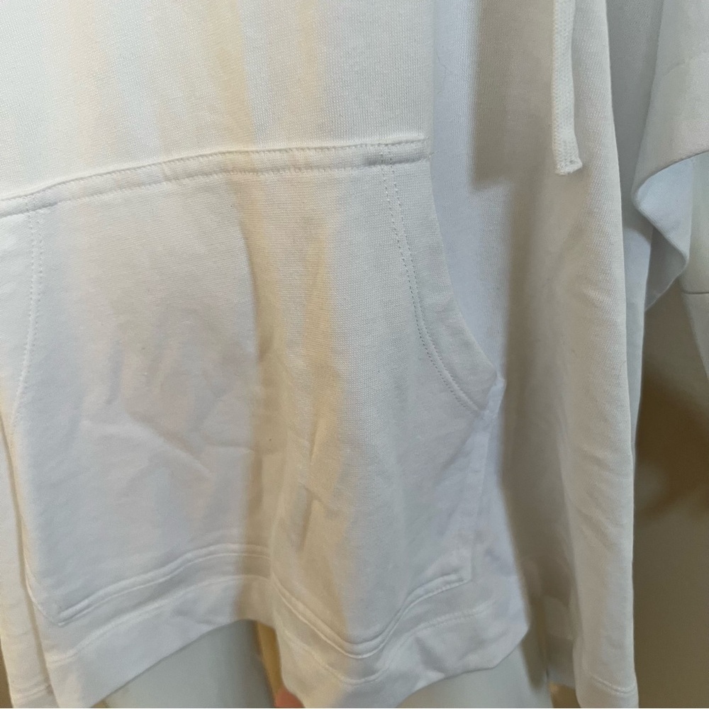 DKNY White Poncho Hooded Sweatshirt with Black Sequins Logo - Picture 6 of 9